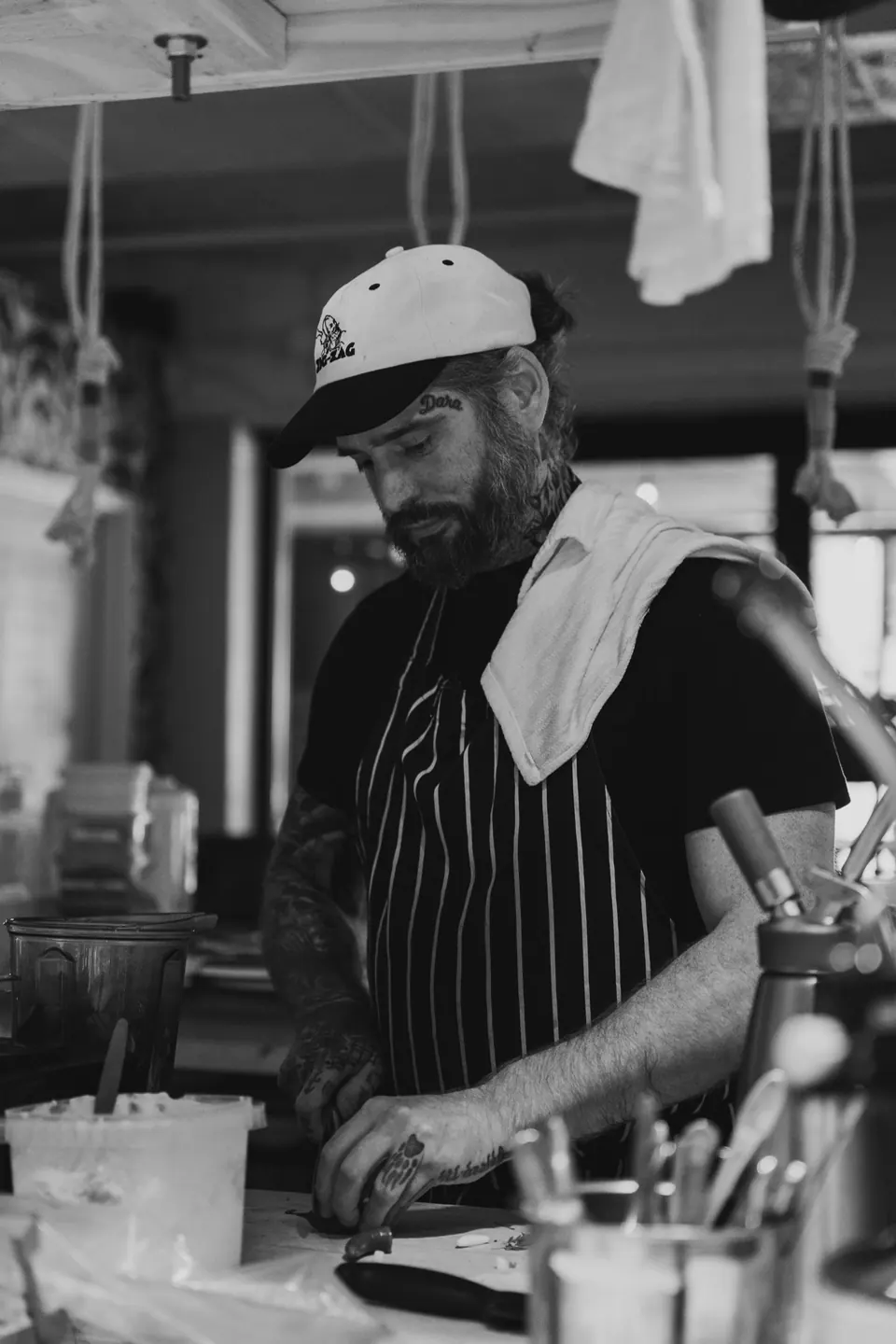 Chef shaping dough
